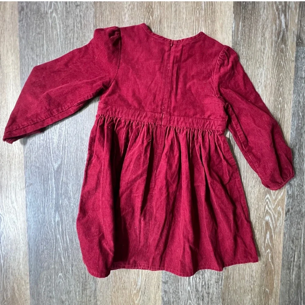 Gymboree Corduroy Dress Kids Size 6 Red Bow Accent Long Sleeve Holiday 240153227